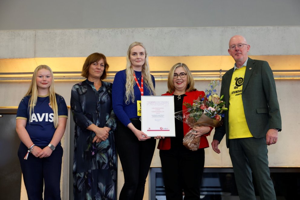 Viðurkenning Rannís afhent sl. laugardag. Frá vinstri: Vigdís V. Mäntylä, fulltrúi ungu kynslóðarinn…